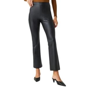 SPANX Leather-Like Cropped Kick Flare Pant Luxe Black Pull On Pants Plus Size 1X